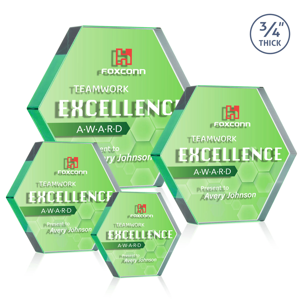 Gilford Hexagon VividPrint™ Double Sided Award - Emerald