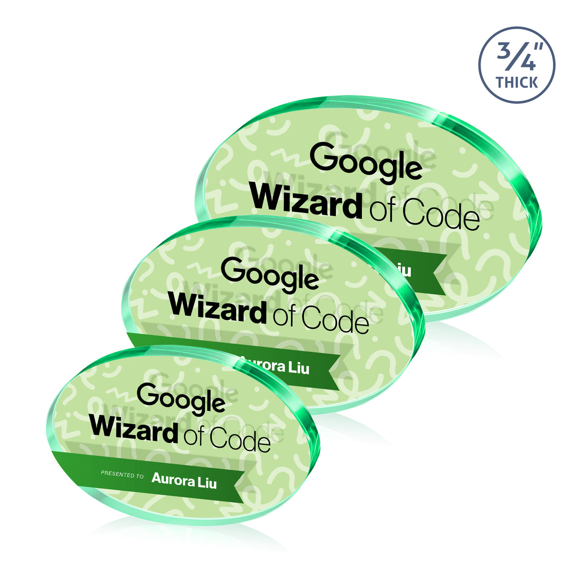 Baldus Oval VividPrint™ Double Sided Award - Emerald