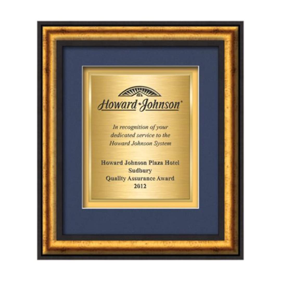 Grazia Certificate TexEtch Framed Award