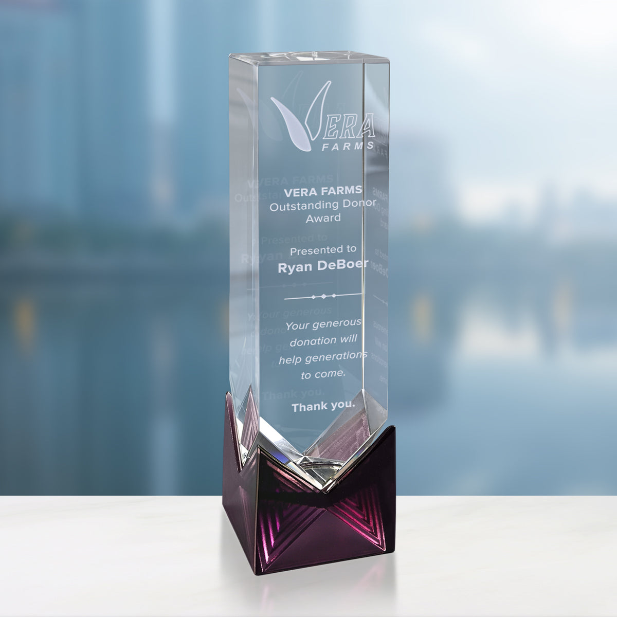 Hampton Purple Award 9-1/2" - Crystal D