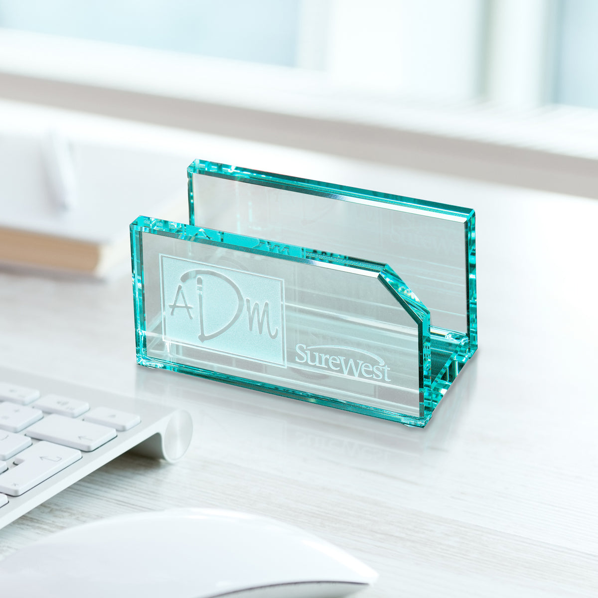 Jade Card Holder 4" W - Crystal D