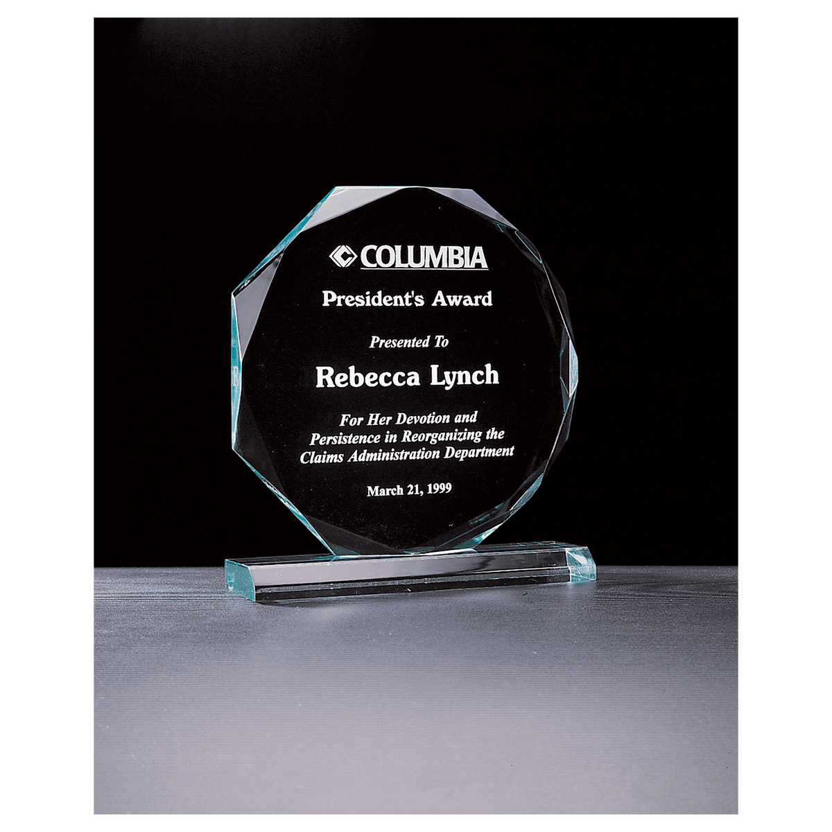 6" x 6 3/4" Octagon Series Jade Acrylic Award