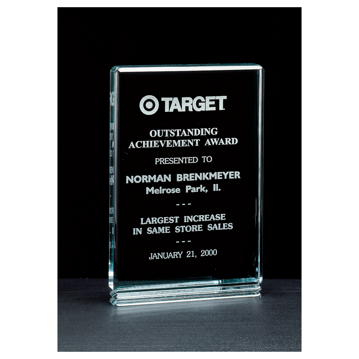 6" x 8 1/2" Classic Series Jade Acrylic Free Standing Award