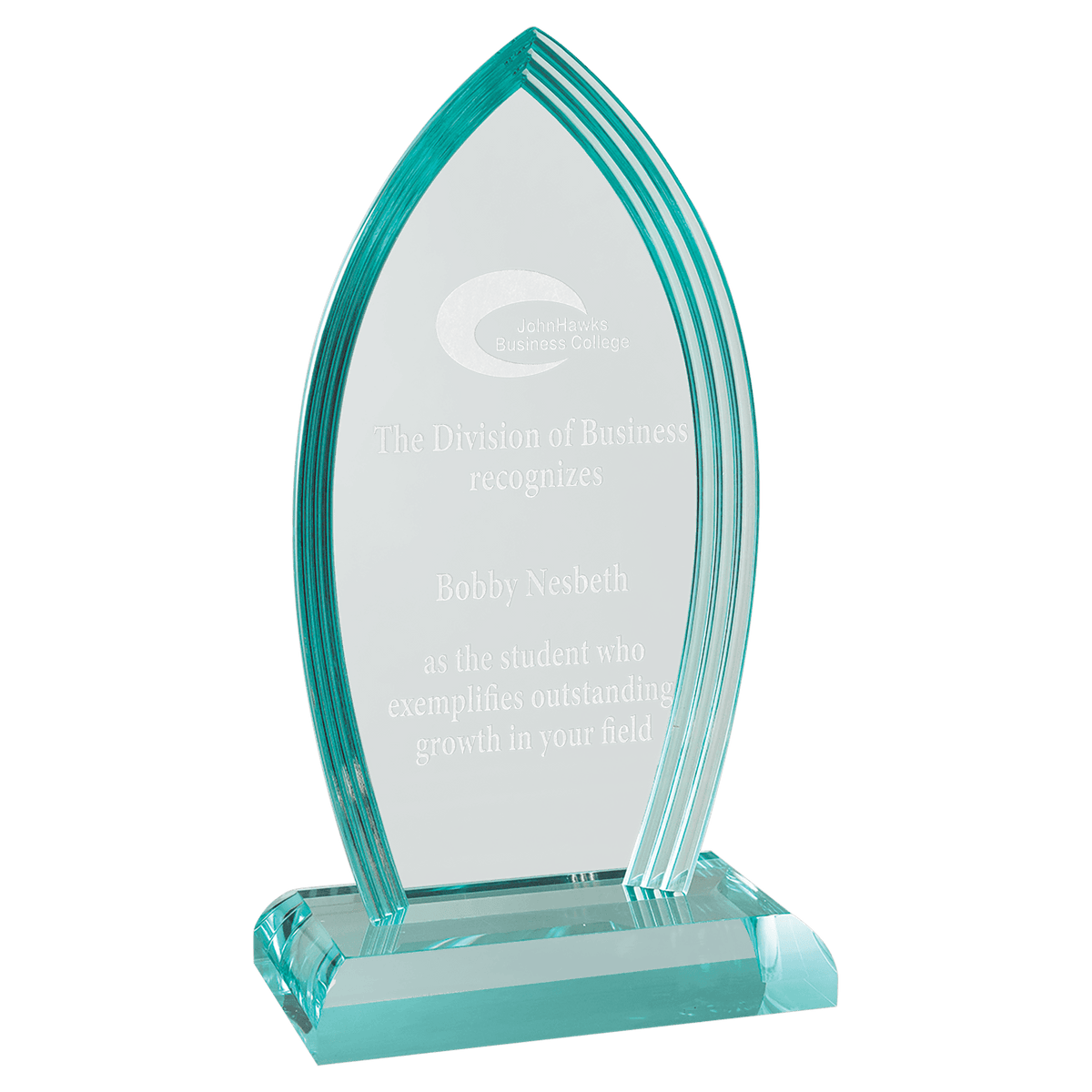 Flame Series Jade Acrylic Award — Flame alternate sizes