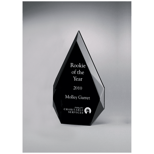 Flame Series Clear Freestanding Acrylic with Black Silk Screened Back