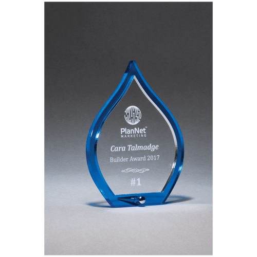 Blue Flame Acrylic with Clear Pop-Out Center and Silver Metal Post