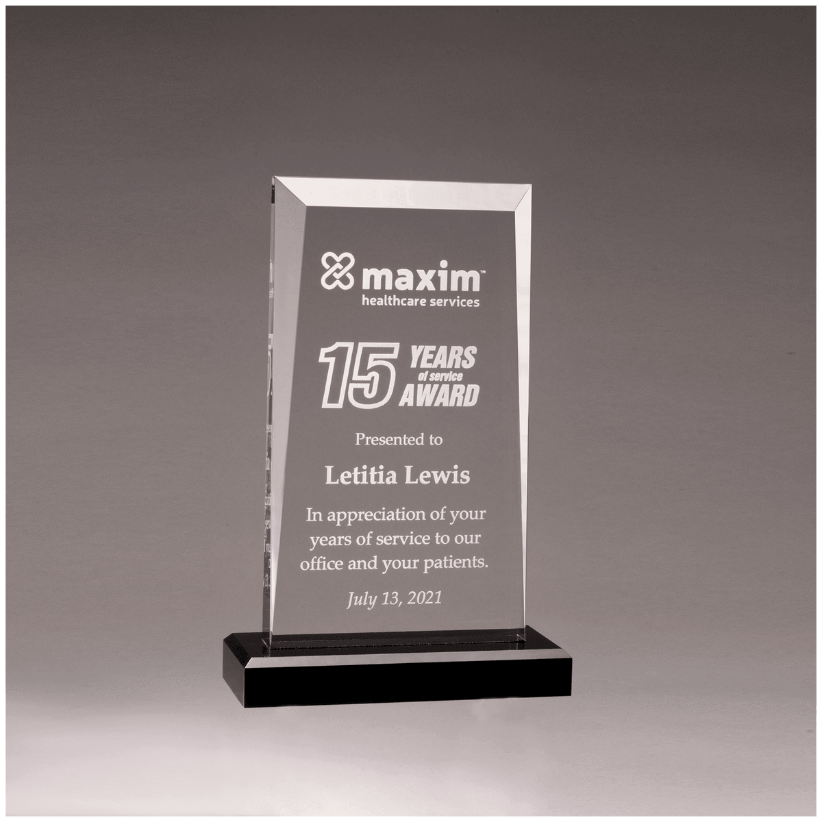 Apex Series Clear Acrylic Award with Black Base
