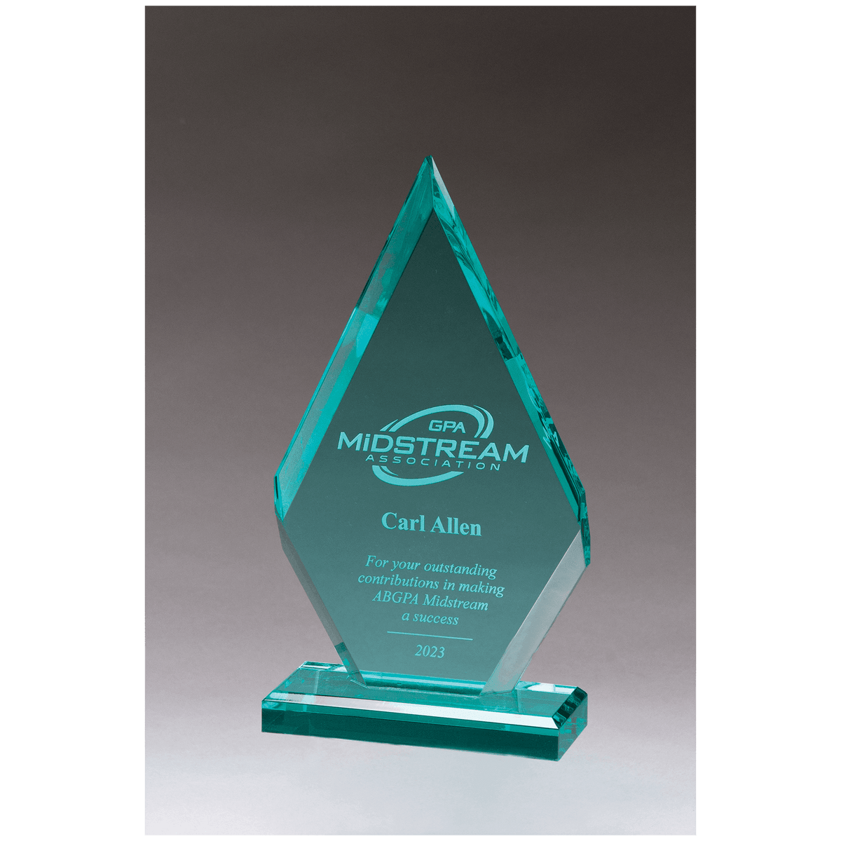 4 1/2" x 8 1/2" Flame Series Beveled Jade Acrylic Award