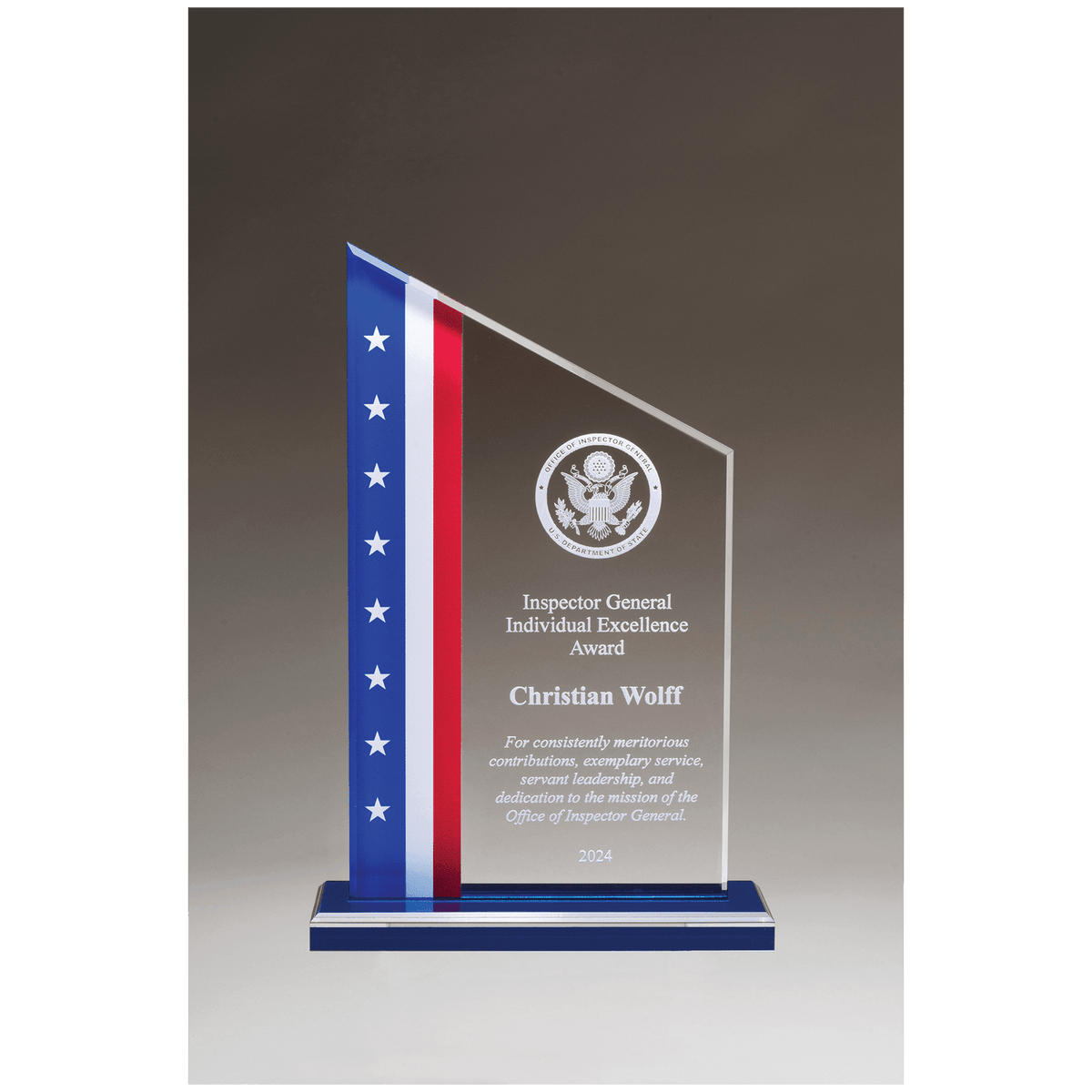 Zenith Series Acrylic with American Flag Design, Blue Mirror Top Base