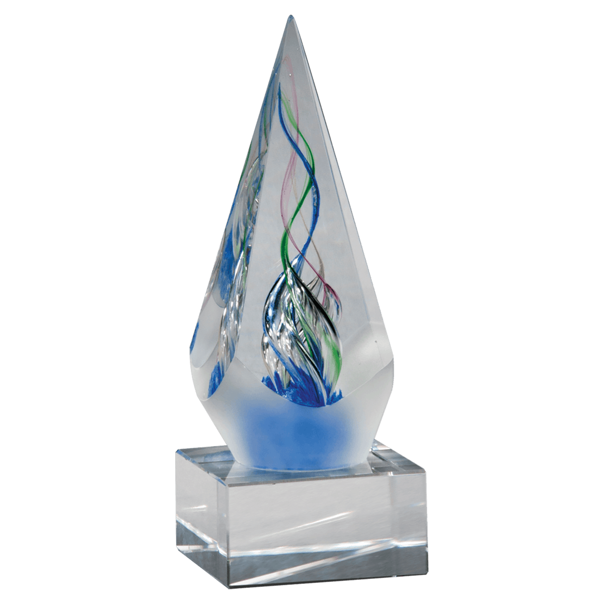 7 1/8" Frosted Glass Accent Arrow Art Glass on Clear Glass Base-No Plate