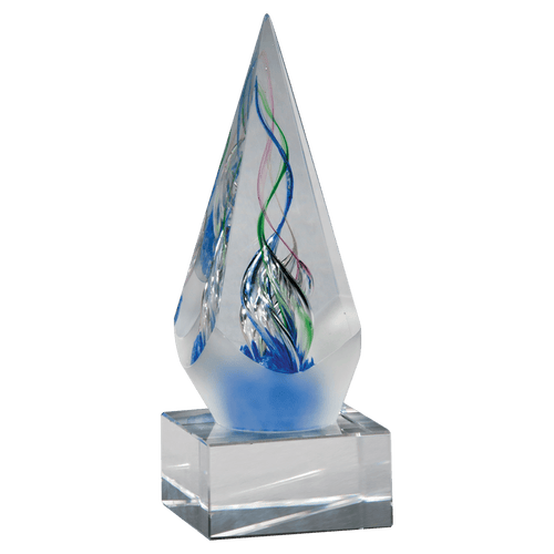 7 1/8" Frosted Glass Accent Arrow Art Glass on Clear Glass Base-No Plate