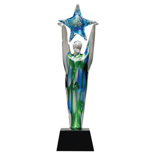 11 1/2" Star Achiever Art Glass on Clear Glass Base-No Plate