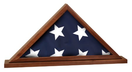 16 1/4" x 8 1/4" Genuine Walnut Flag Display Case with Base Attached