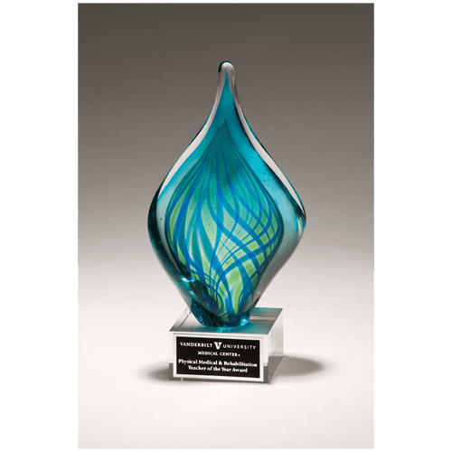 Blue and Green Twist Art Glass Award