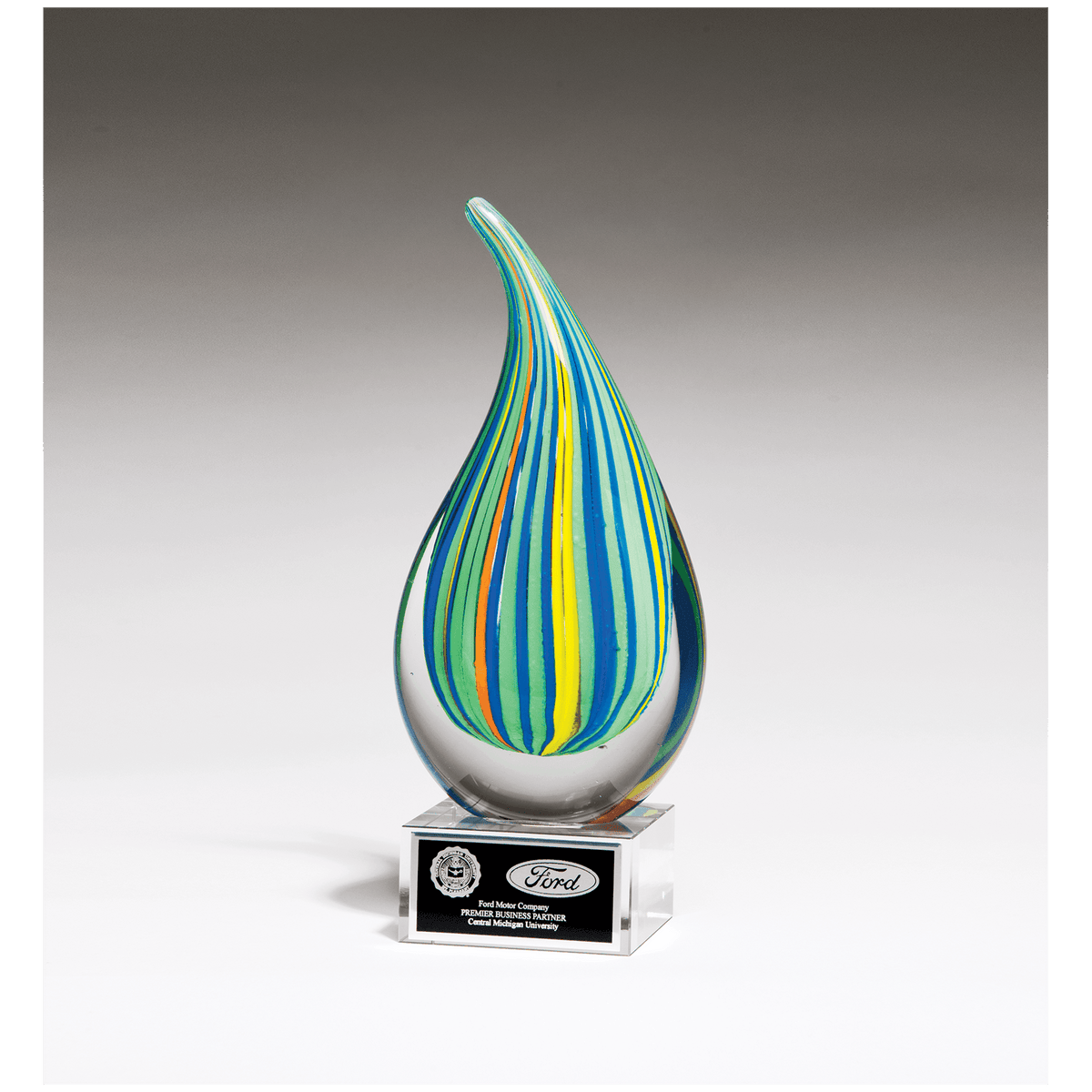 Multicolor Teardrop Art Glass Award