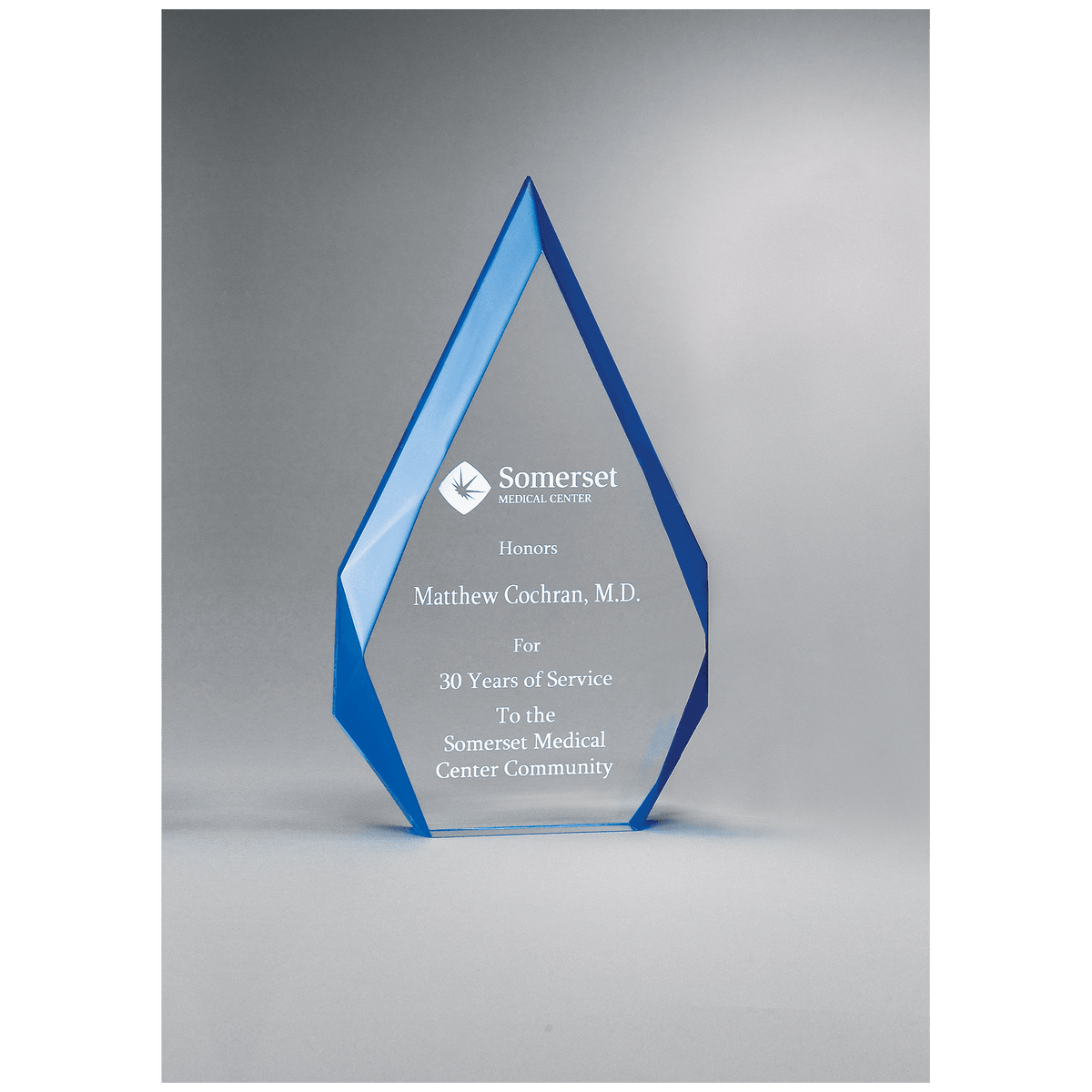 Blue Bevel Acrylic Flame Award
