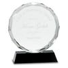 Round Facet Crystal Award on Black Pedestal