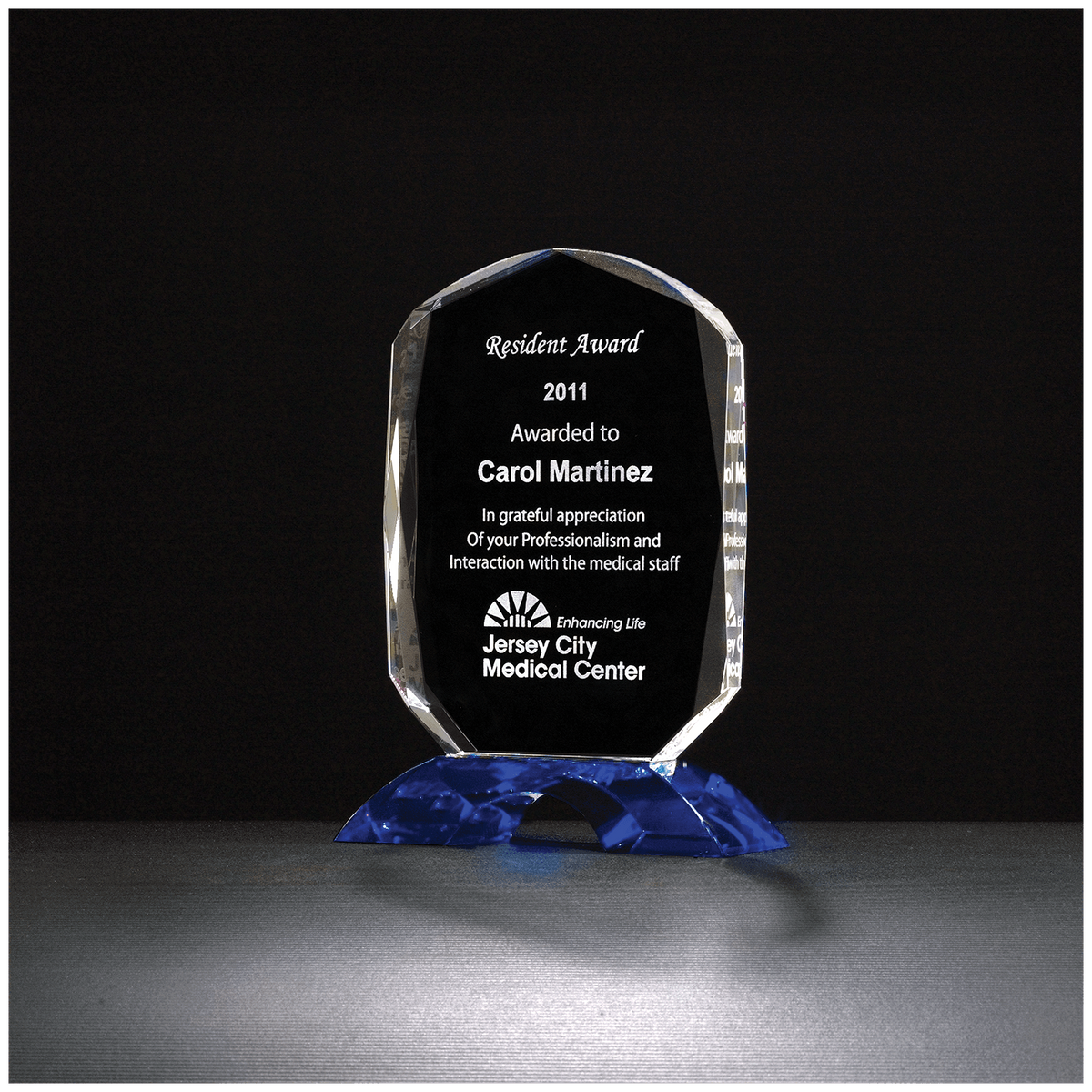 Diamond Crystal Award with Cobalt Blue Base