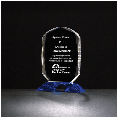 Diamond Crystal Award with Cobalt Blue Base