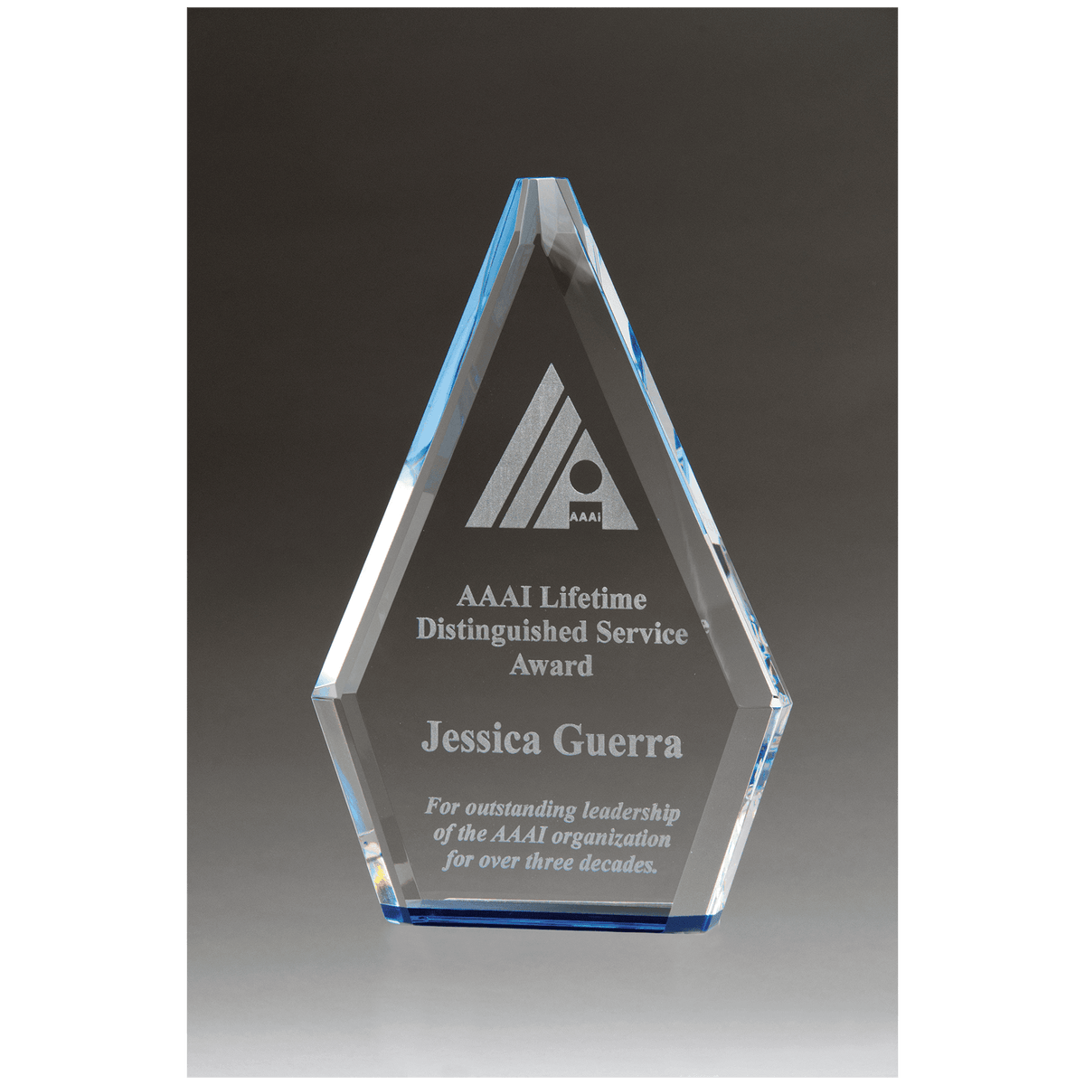 Crystal Flame Award with Blue Accent