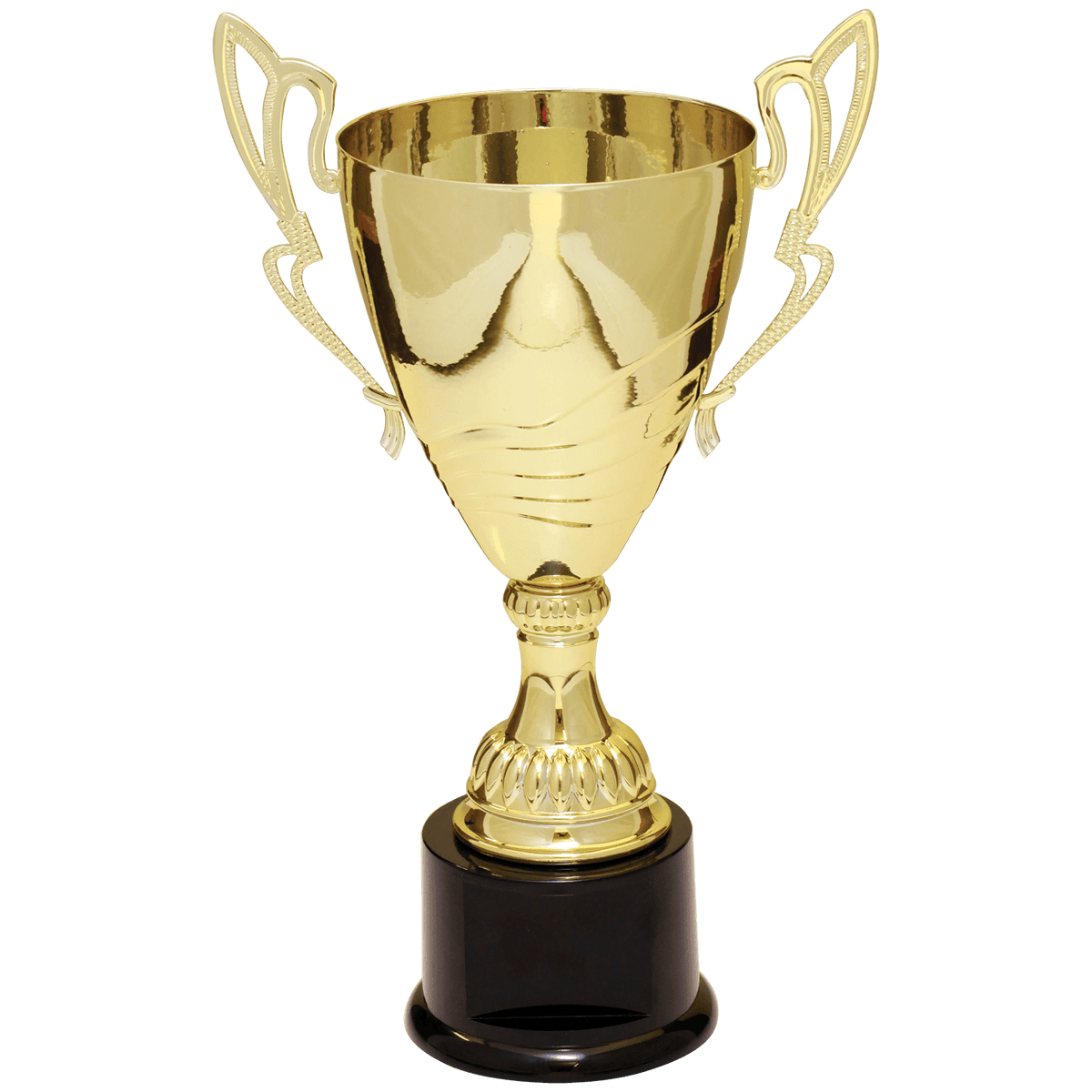Gold Completed Metal Cup Trophy on Plastic Base