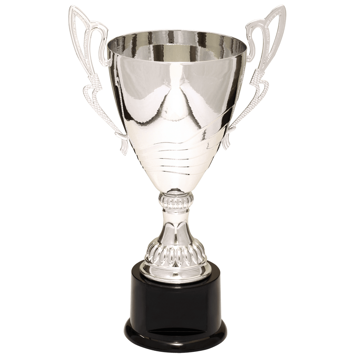 Silver Completed Metal Cup Trophy on Plastic Base