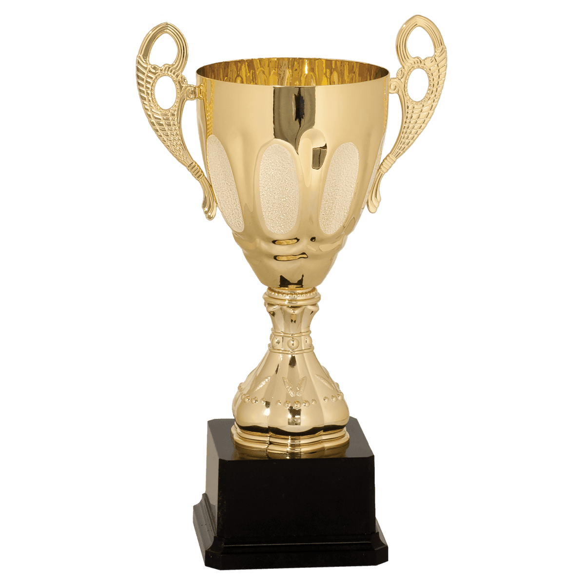 Gold Completed Metal Cup Trophy on Plastic Base