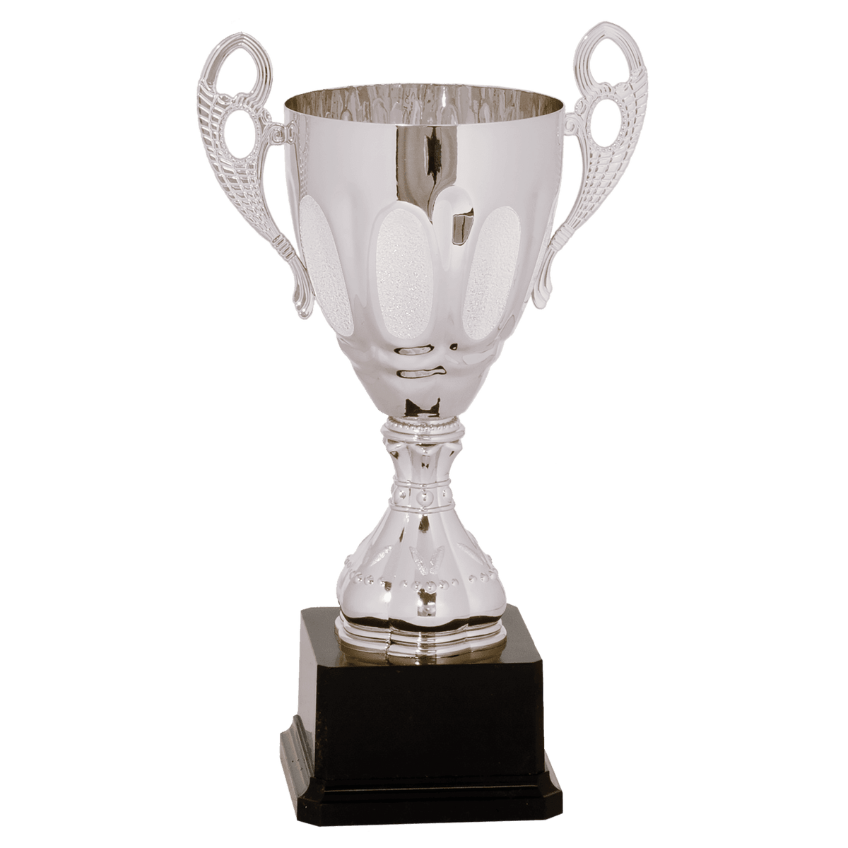 Silver Completed Metal Cup Trophy on Plastic Base