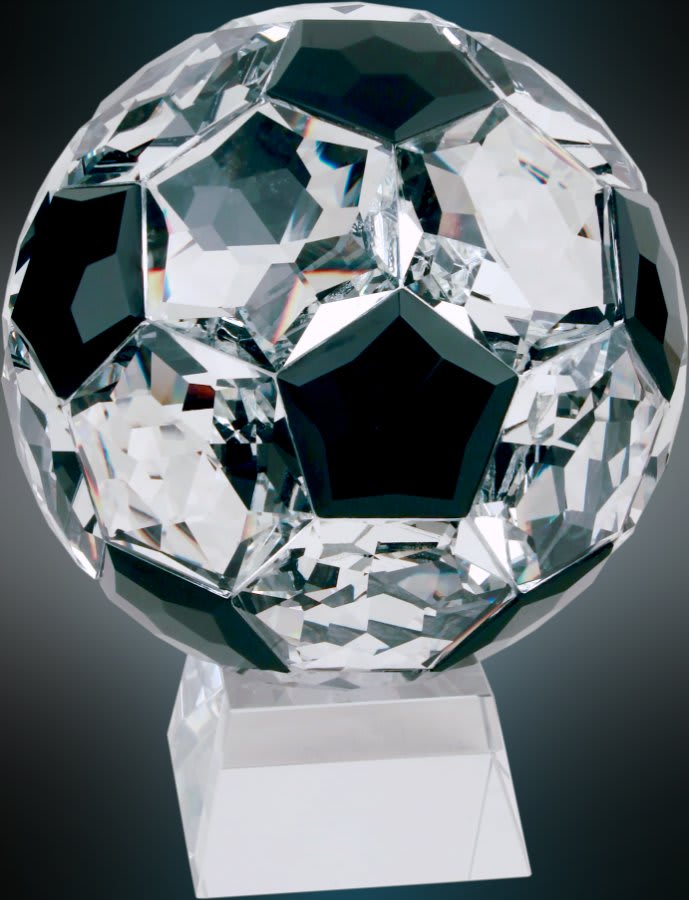 Crystal Soccer Ball on Clear Base