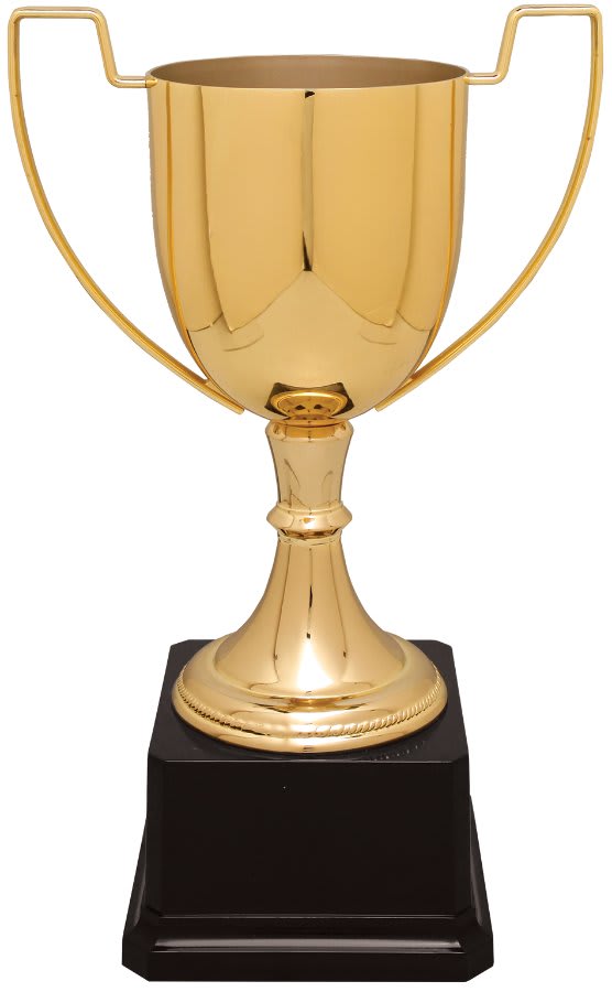 Gold Completed Zinc Cup Trophy on Plastic Base