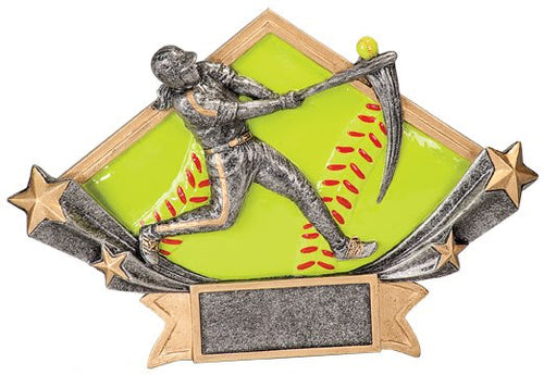 8 1/2" x 5 3/4" Female Softball Diamond Star Resin