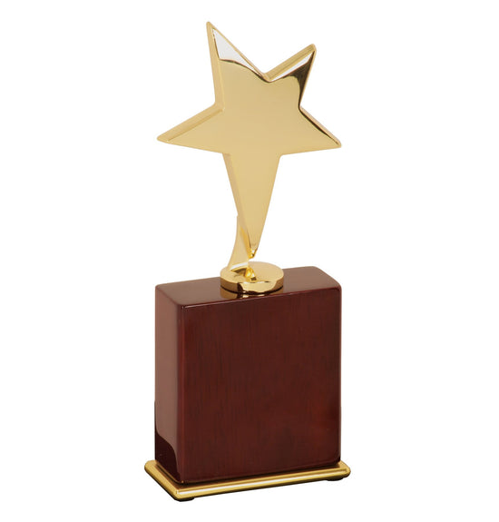 7 1/2" Gold Star Award on Rosewood Piano Finish Base