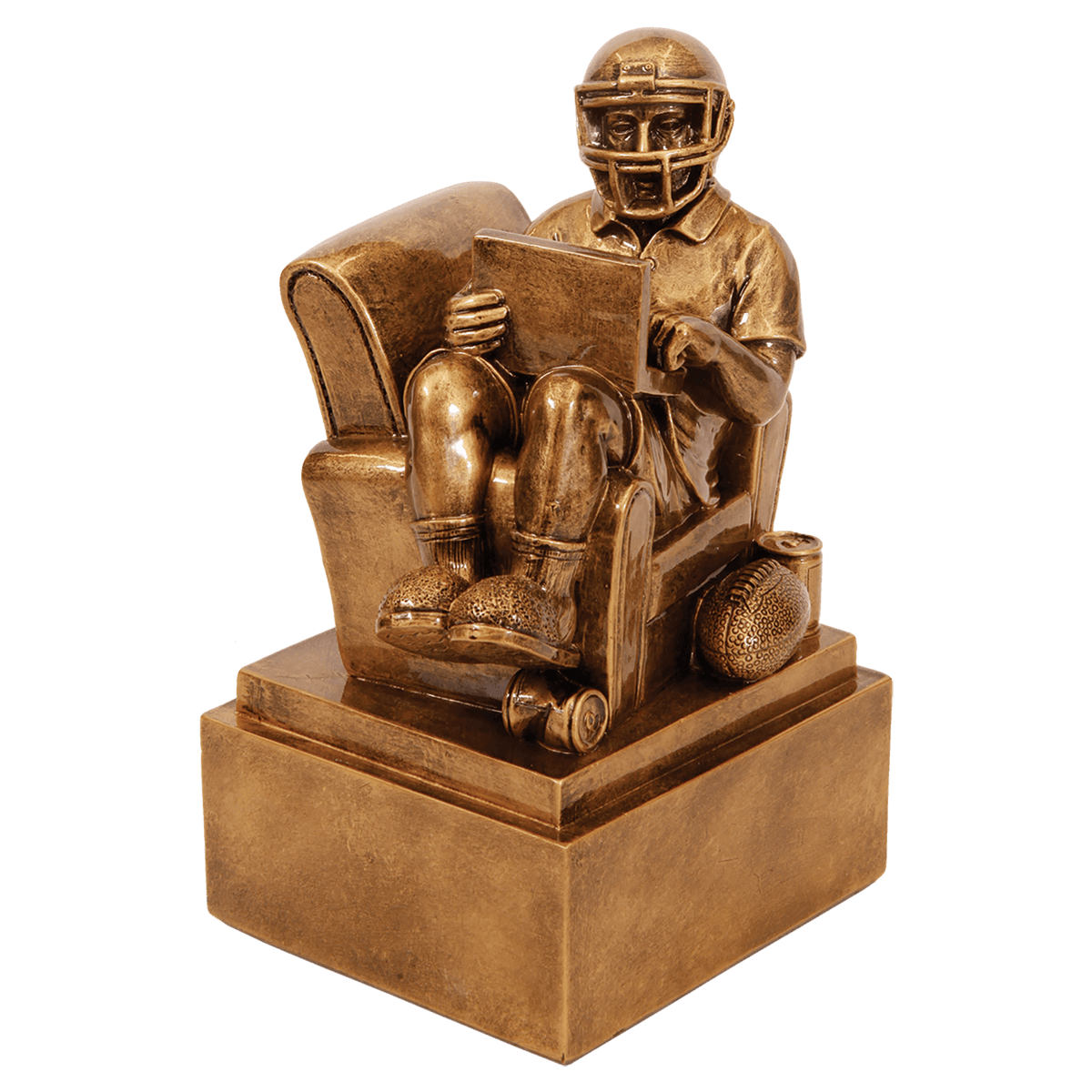Antique Gold Fantasy Football Man in Chair Resin