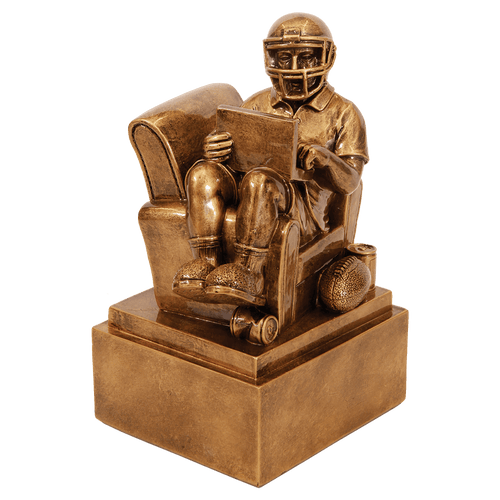 Antique Gold Fantasy Football Man in Chair Resin