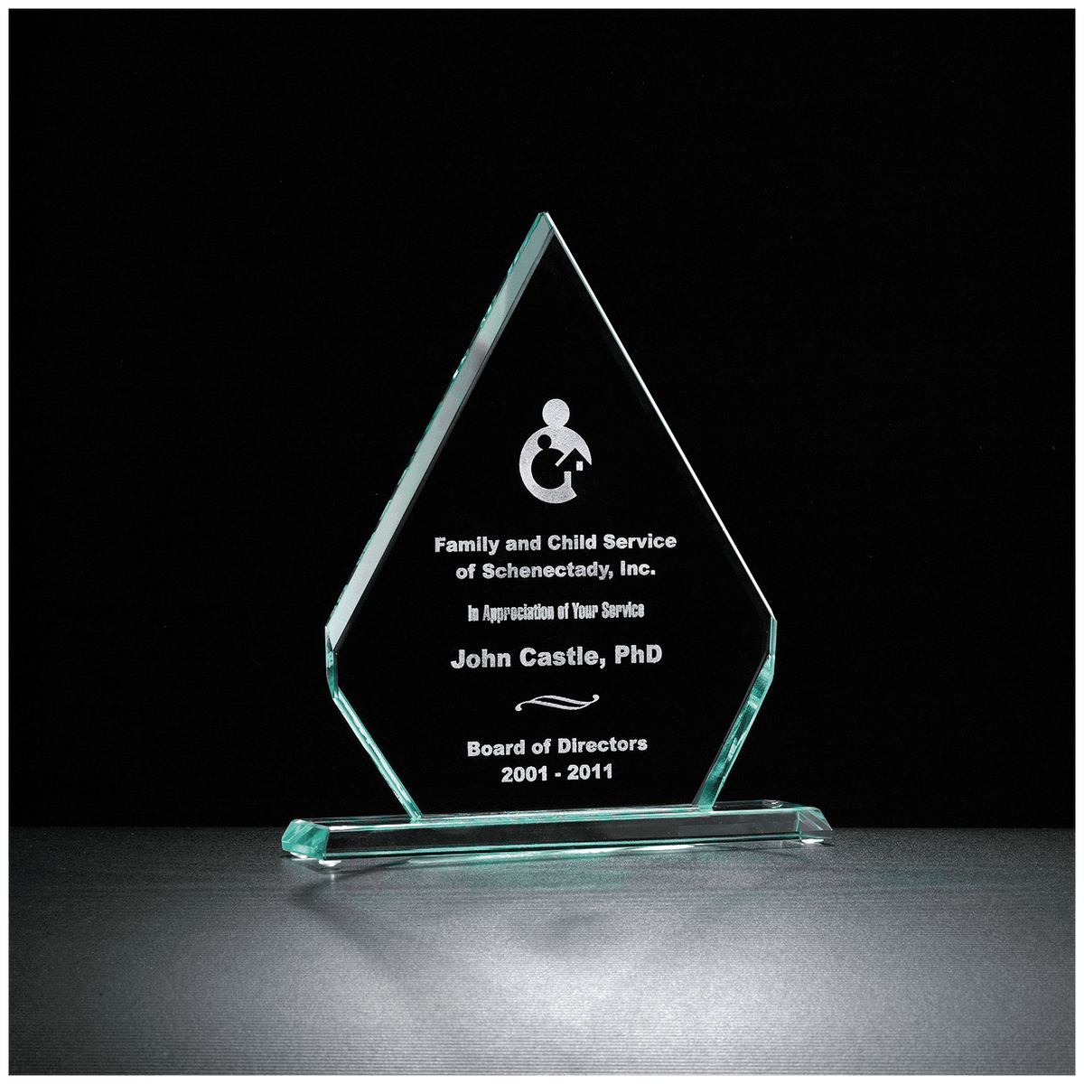 8" x 9 1/2" Diamond Series Glass Award