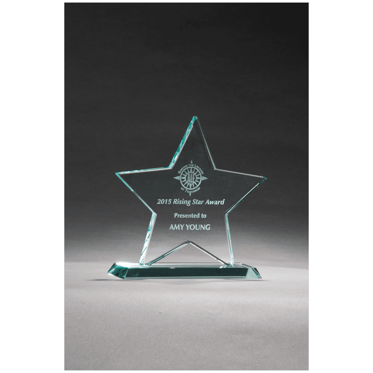 5 3/4" x 5 7/8" Star Jade Glass Award