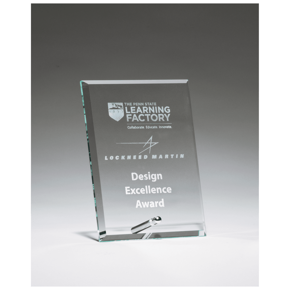 5" x 7" Clear Glass Award with Silver Plated Easel Post