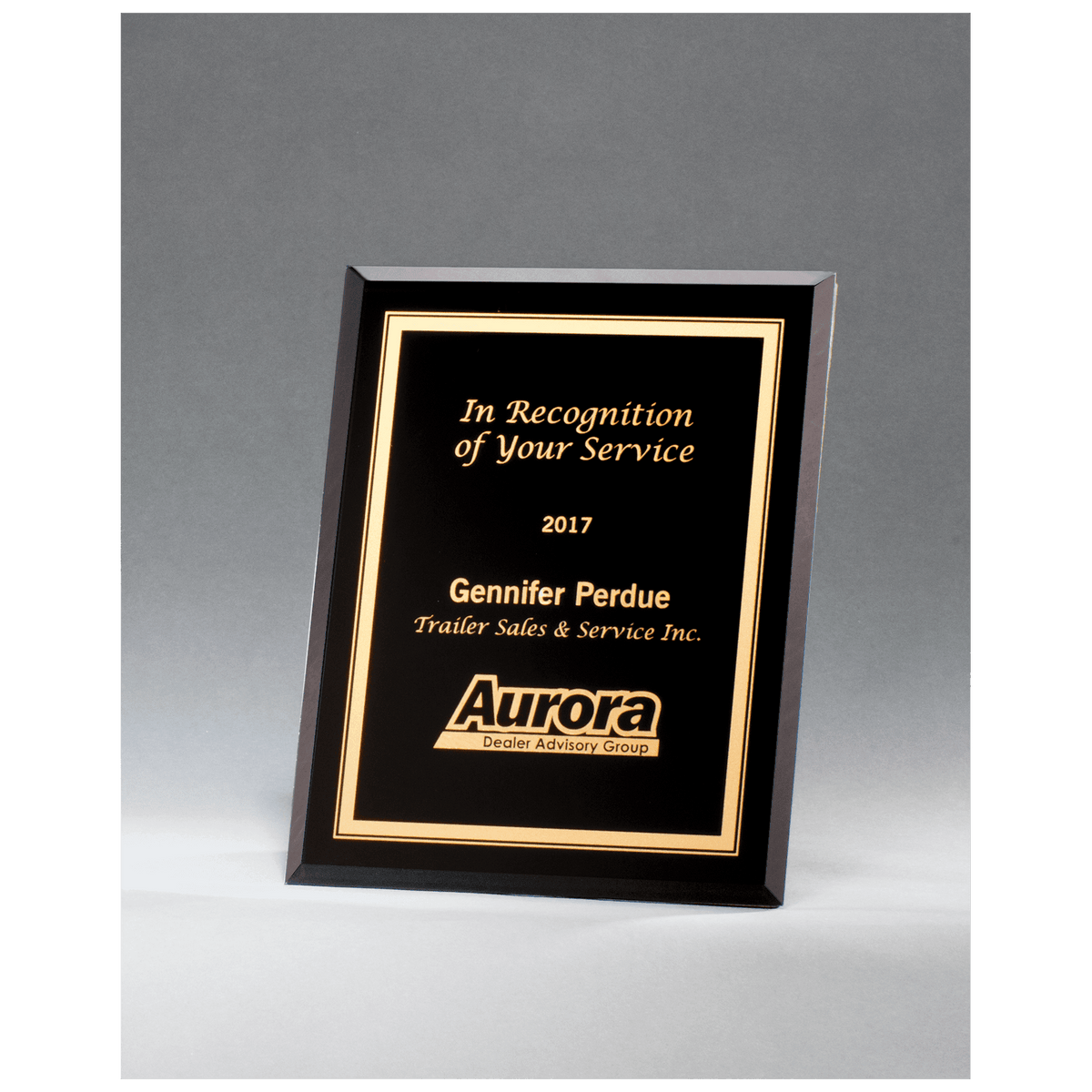 Black Glass Plaque with Gold Border and Easel Back