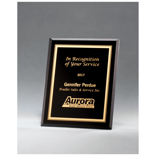 Black Glass Plaque with Gold Border and Easel Back