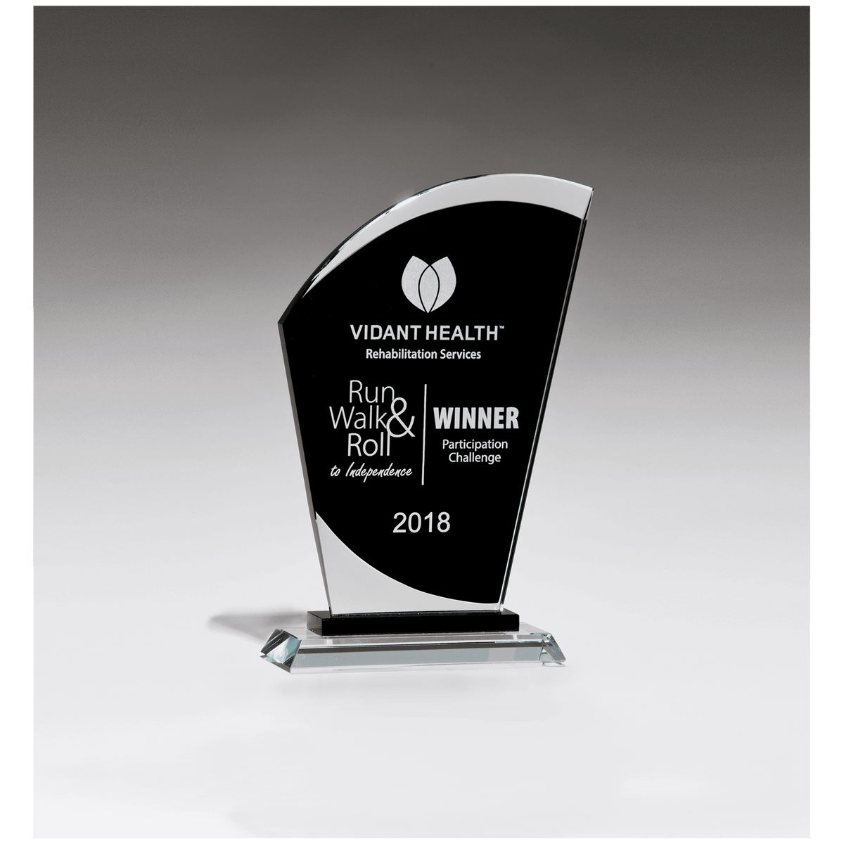 Sail Shaped Glass Award with Black Center