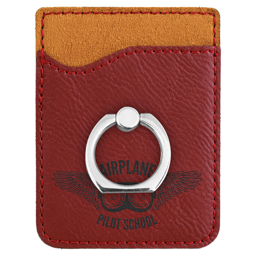 Rose Laserable Leatherette Phone Wallet with Silver Ring
