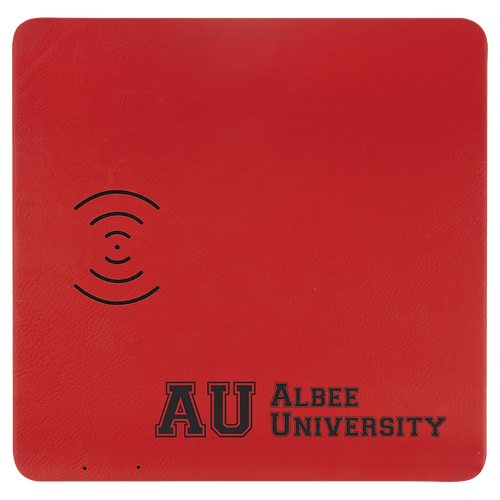 8" x 8" Red Laserable Leatherette Phone Charging Mat