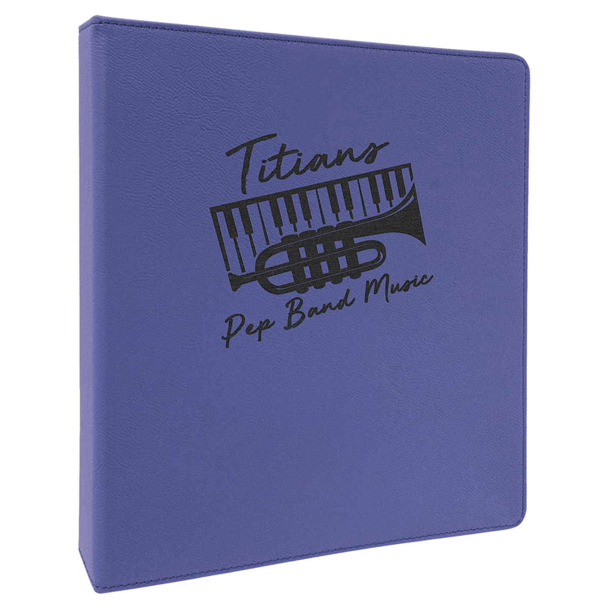 10 1/2" x 11 1/2" Purple/Black Laserable Leatherette 3 Ring Binder with 1" Slant D Rings