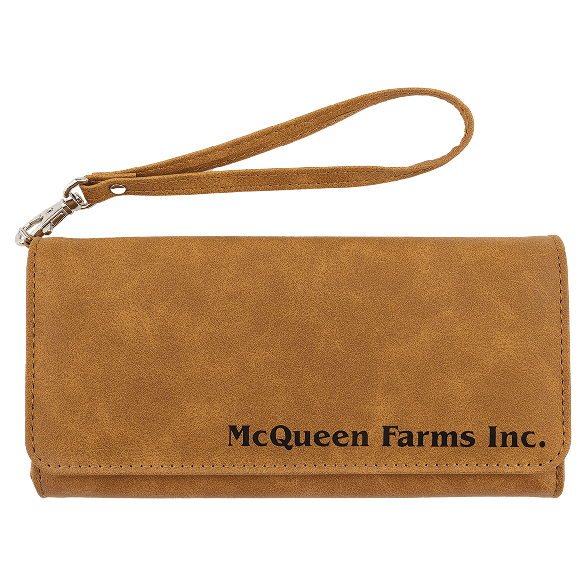 Wallet with Strap - Laserable Leatherette, Creekside Collection, 7 1/2" x 4", Light Brown