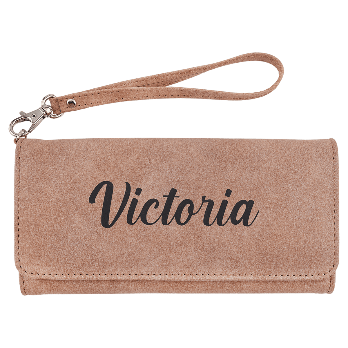 Wallet with Strap - Laserable Leatherette, Creekside Collection, 7 1/2" x 4", Blush