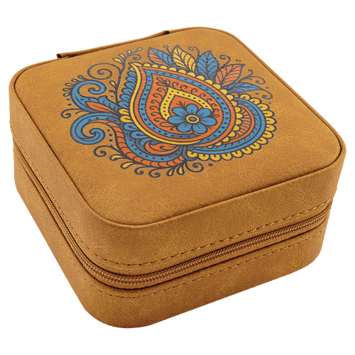 Travel Jewelry Box - Laserable Leatherette, Creekside Collection, 4" x 4"