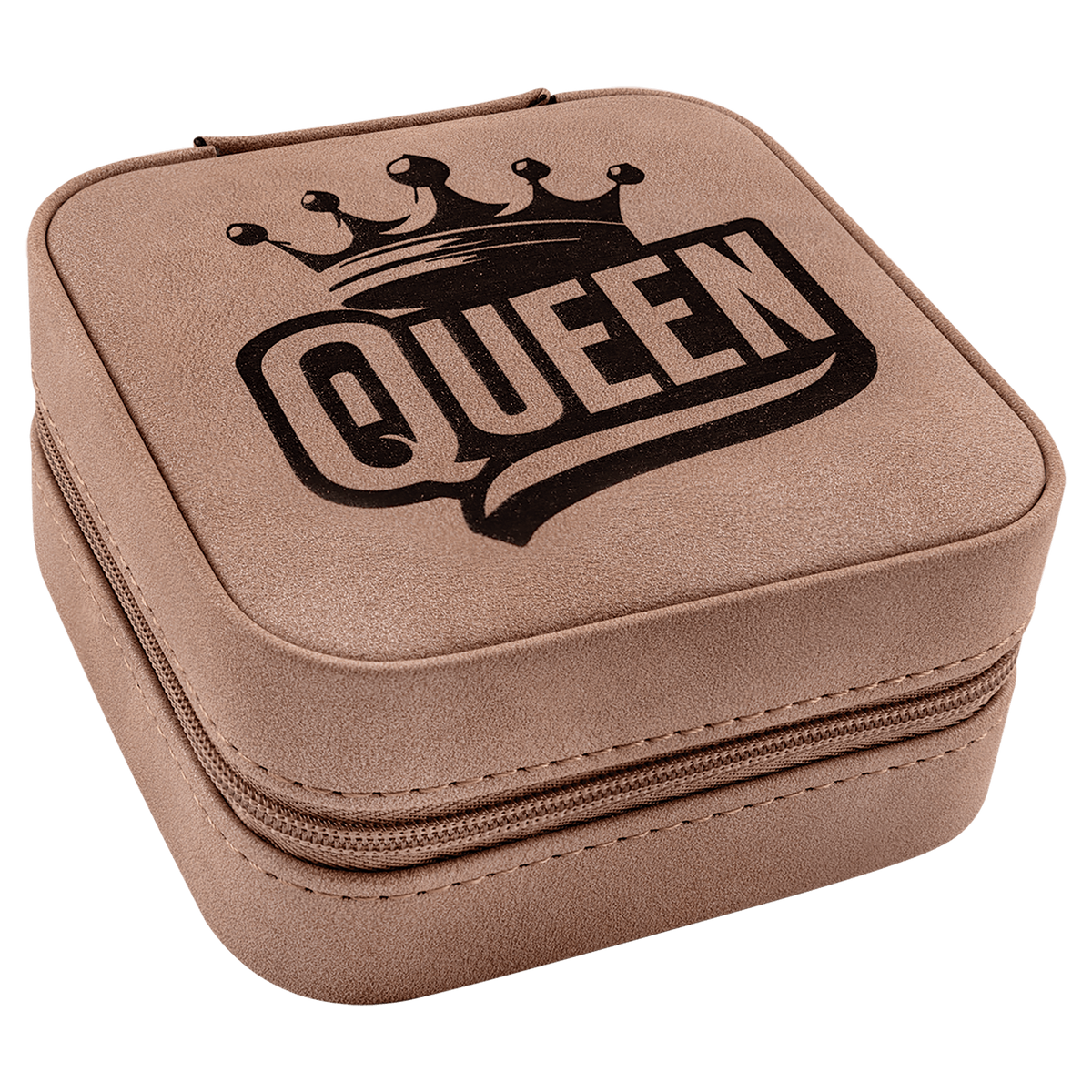 Travel Jewelry Box - Laserable Leatherette, Creekside Collection, 4" x 4", Blush
