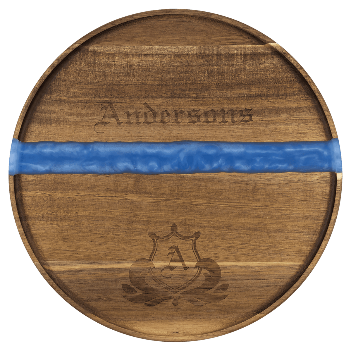 16" x 3/4" Acacia with Blue Pearl Resin Round Serving Tray