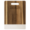 11 1/2" x 8 3/4" Acacia with Marble Accent Rectangle Cutting Board with Handle