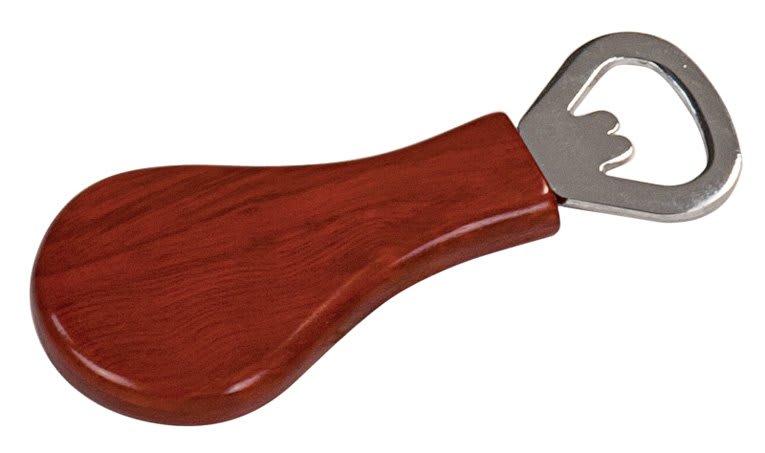 1 1/4" x 4" Rosewood Finish Magnetic Pear-Shaped Bottle Opener